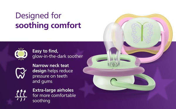 Philips Avent Ultra Air Day & Night napp, över 18 månader, 4 st, gul/blå
