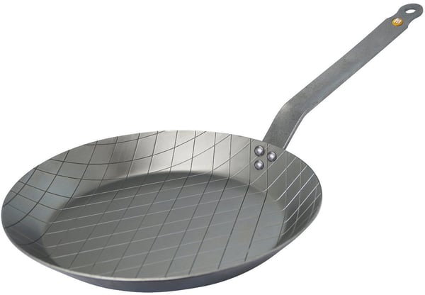 De Buyer Mineral B Element -stegepande med riflet mønster, kulstofstål, 28 cm
