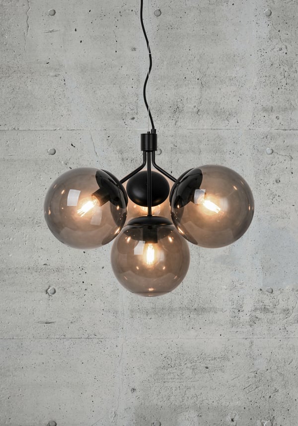 Nordlux Ivona pendellampa, 4-delad, E27, svart