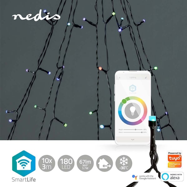 Nedis SmartLife WiFi LED-flaggstångsslinga, RGB, 10 x 2 m