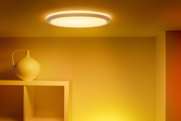 WiZ SuperSlim loftlampe, rund, hvid, WiFi, 32 W, RGB, 2200-6500 K, 3750 lm
