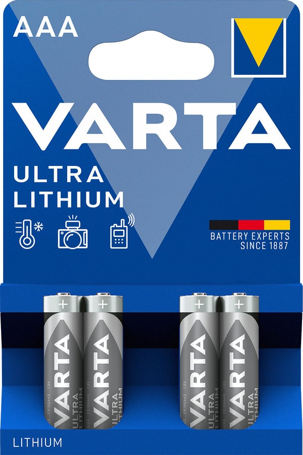 Varta Lithium Ultra -litiumbatteri, 4 stk. AAA (LR03) batterier