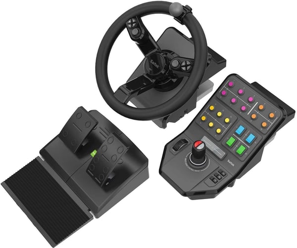 Logitech Saitek Farm Sim Controller -traktorsreglage, pedaler och sidopanelens kontrollenhet