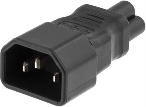 DELTACO Strømfordeler, IEC 60320 C14 - IEC 60320 C5, 250V/2,5A, sort