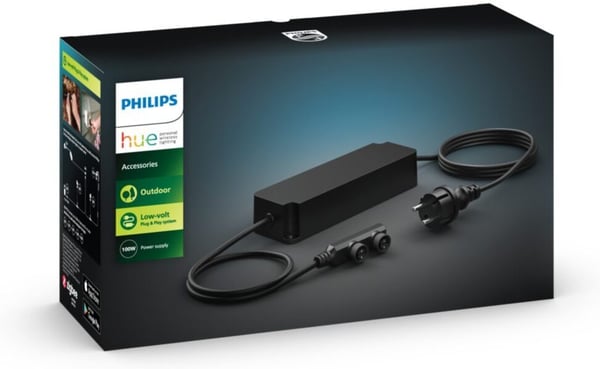 Philips HUE Outdoor strömförsörjning 100 W, med anslutningskabel, svart, 24 V för Hue lågspänningsset