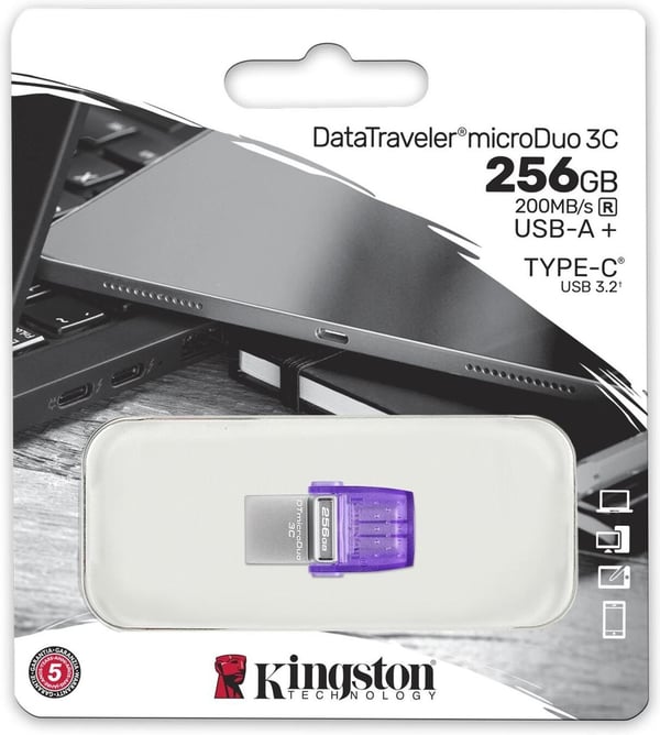 Kingston DataTraveler microDuo 3C 256 Gt USBA + USBC hukommelsesstik