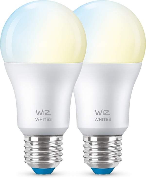 WiZ smartlampa, E27 - vita ljusnyanser, Wi-Fi, 2700-6500 K, 806 lm, 2-pack