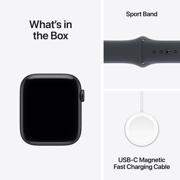 Apple Watch SE 3 (GPS) 44 mm midnatt aluminiumhölje och midnatt sportarmband, S/M
