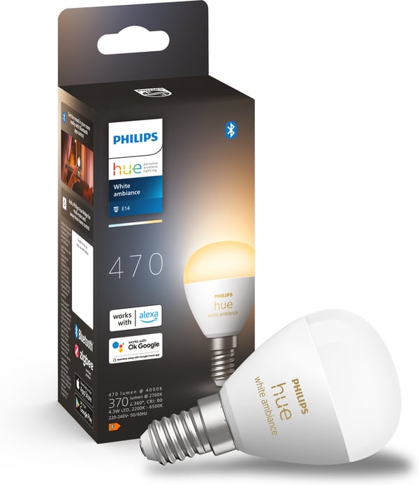Philips Hue White Ambience Lyster smartlampa, E14, P45