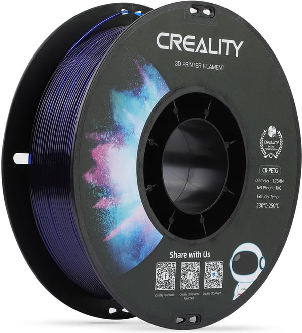Creality CR-PETG filament til 3D-printer, 1,75 mm, gennemsigtig blå