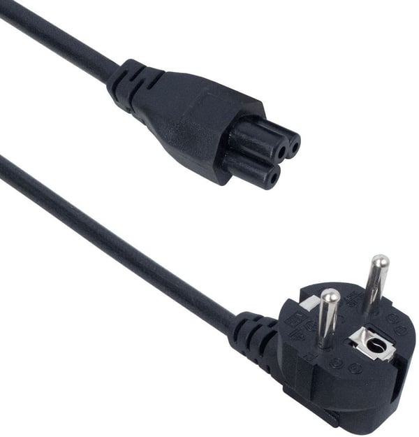 Fuj:tech CEE 7/7 - C5 -strömkabel med vinklad kontakt, svart, 3 m
