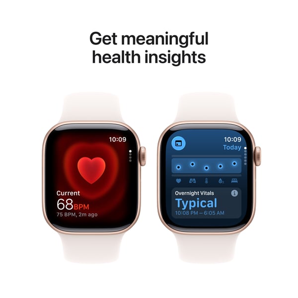 Apple Watch Series 11 (GPS + Cellular) 42 mm roséguld aluminiumkapsel och röd sportarmband, S/M
