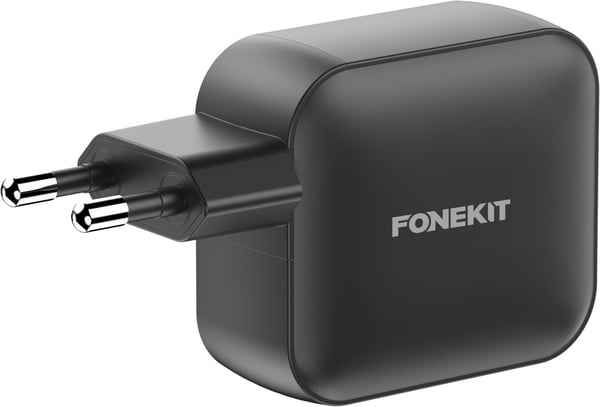 FoneKit GaN PD 100W -nätadapter, USB-C + USB-C + USB-A, svart
