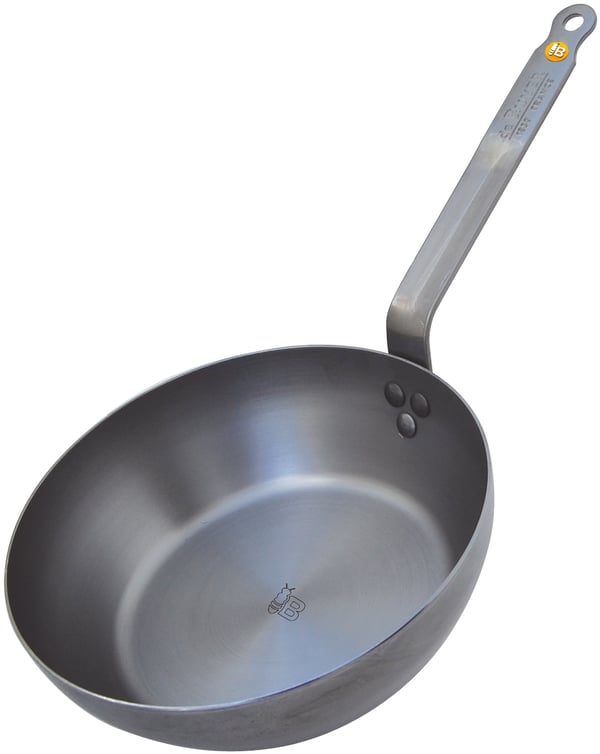 De Buyer Mineral B Element -stekpanna / kastrull "rustik", kolstål, 28 cm