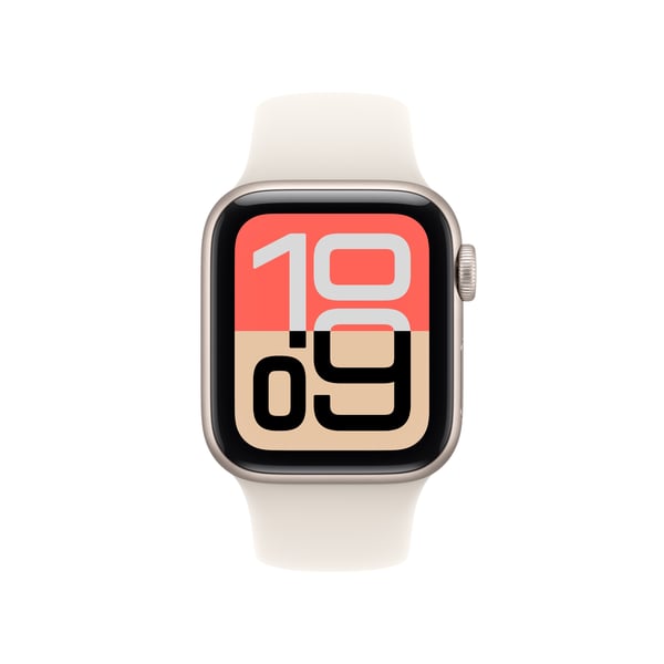 Apple Watch SE 3 (GPS + Cellular) 40 mm stjärnvit aluminiumsboett och stjärnvit sportarmband, S/M