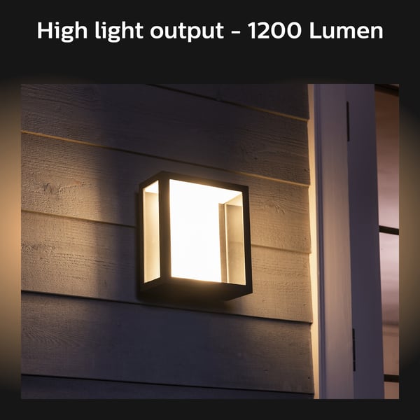Philips Hue Impress Outdoor-smartväggfäste, stor 24 cm, antracit, 1200 lm