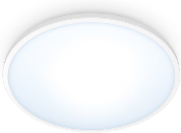 WiZ SuperSlim -loftlampe, rund, hvid, 14 W, justerbar hvid belysning, Wi-Fi