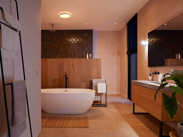 Philips Hue Devere white ambiance -smart taklampa, M-storlek, IP44, vit