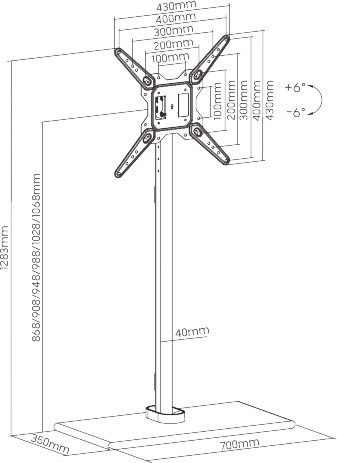 Mozi Monolith - golvväska 23"-55" skärmar, vit
