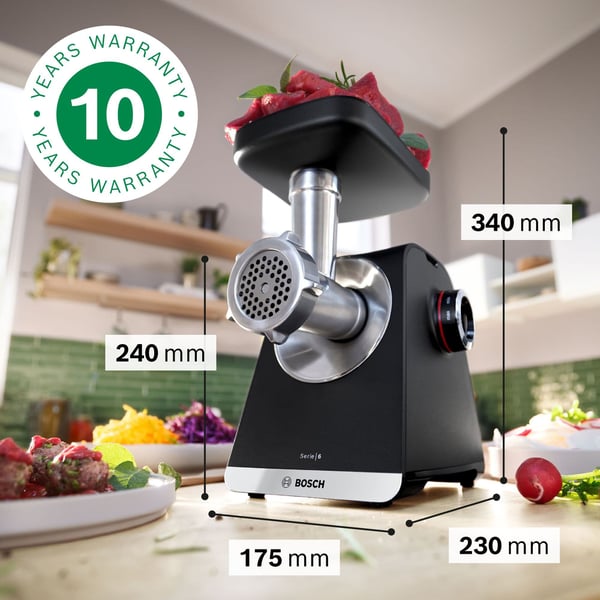 Bosch Serie 4 MultiPower MFWS682B köttkvarn, 2100 W, svart