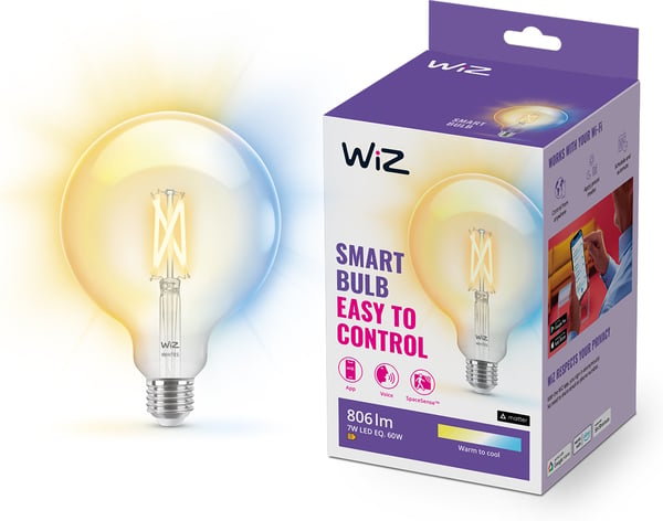 WiZ smartlampe globe, E27, Wi-Fi, 2700-6500 K