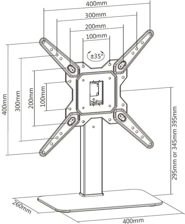 Mozi TS-2 Medium 23"-55" -tv-apparaten vridbart bordstativ