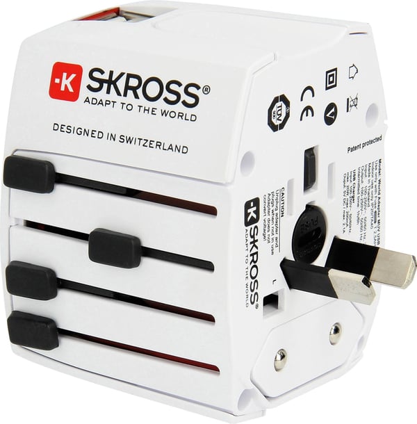 SKROSS MUV USB 2xA -resedelsadapter med två USB-portar