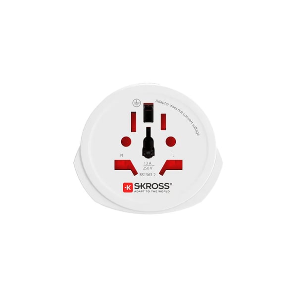 SKROSS reseadapter, världen - EUR, jordad