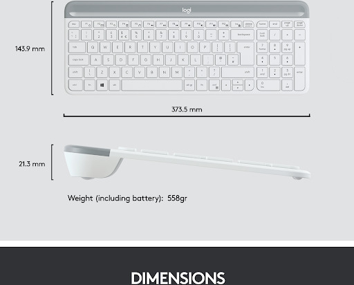 Logitech MK470 Slim -tastatur og mus, hvid