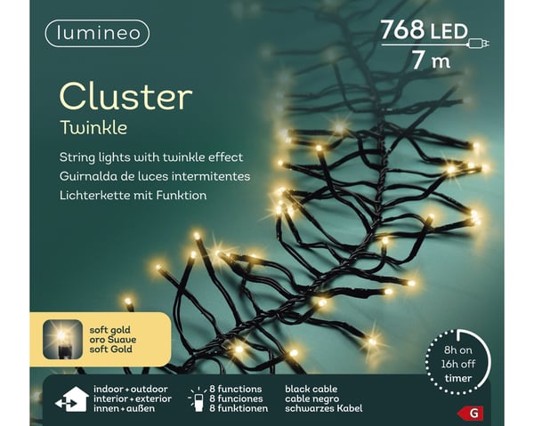 Lumineo Cluster flicker dekorationsljussats för utomhusbruk, 6 meter