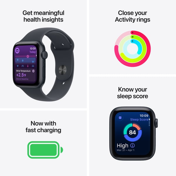 Apple Watch SE 3 (GPS + Cellular) 40 mm stjärnvit aluminiumsboett och stjärnvit sportarmband, S/M