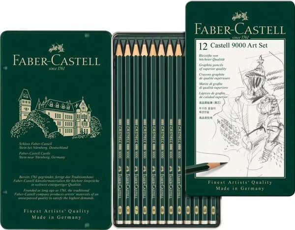 Faber-Castell konstset 9000, 8B-2H, 12 pennor