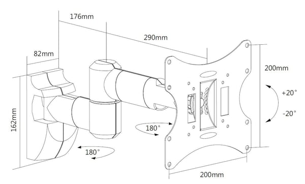 Mozi LCD Motion B2 23-42" TV väggfäste