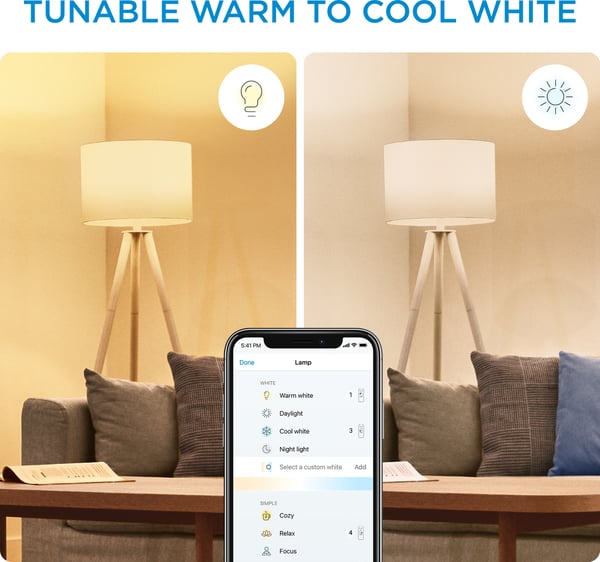 WiZ smartlampe, E14, RGBW - alle farver og nuancer af hvidt lys, Wi-Fi, 470 lm, 2-pak