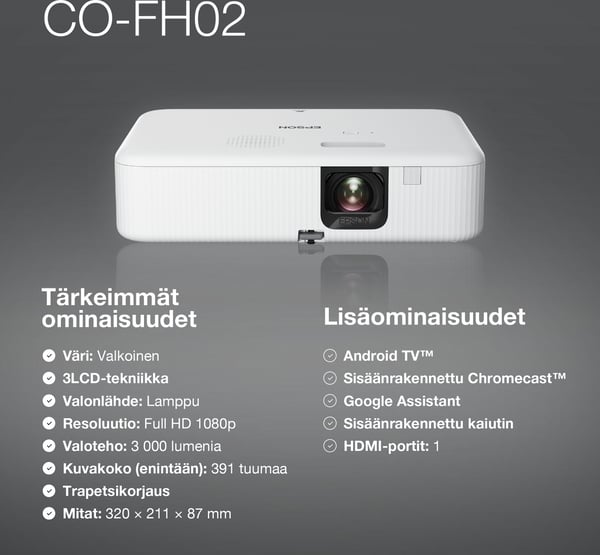 Epson CO-FH02 3LCD Full HD hemmabio-projektor