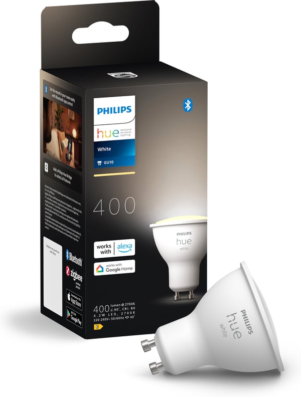 Philips Hue -LED-smartlampa, BT, Vit, GU10, 4,2 W, 1-pack