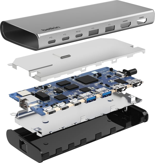 Belkin Connect USB-C 8-i-1 Dual Display Core Hub - hub, otte porte