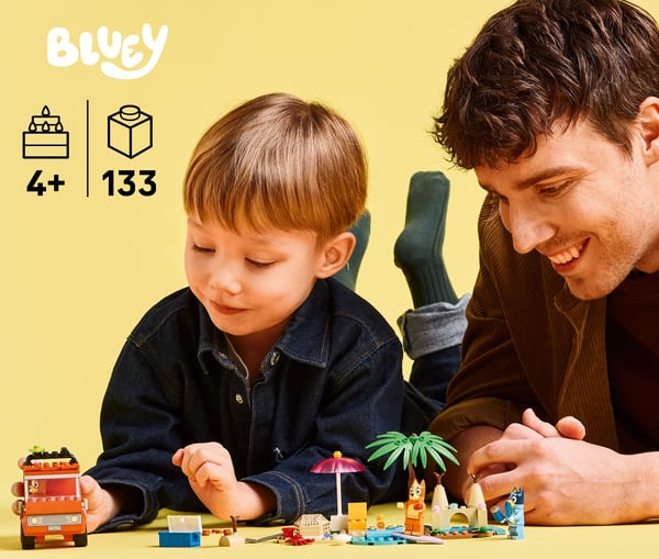 LEGO Bluey 11202 Blueys familjs bilutflykt till stranden