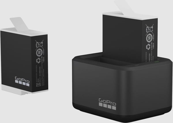 GoPro HERO12, HERO11 HERO10 & HERO9 Enduro Battery -laturi ja kaksi akkua