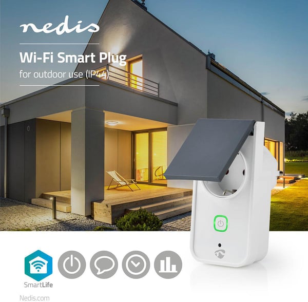 Nedis WIFIPO120FWT IP44 smart stik 16A 3680W