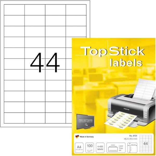 TopStick 8731 -klistermärken, 44-delar, 48,3 x 25,4 mm