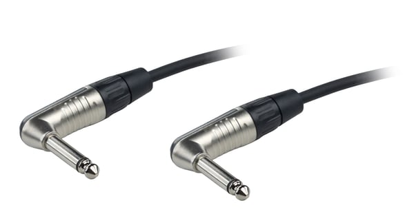 Fuj:tech 6,3 mm TS hane – 6,3 mm TS hane instrumentkabel med vinklade kontakter, 0,5 m