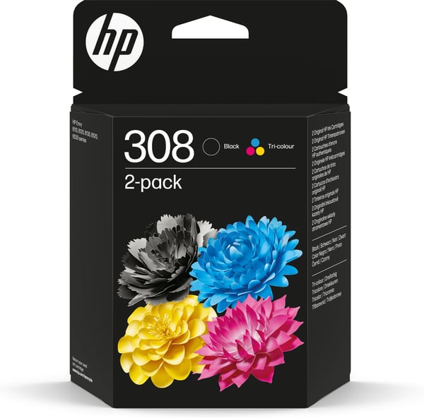HP 308 Svart/Tri-färg bläckpatron, dubbelpack