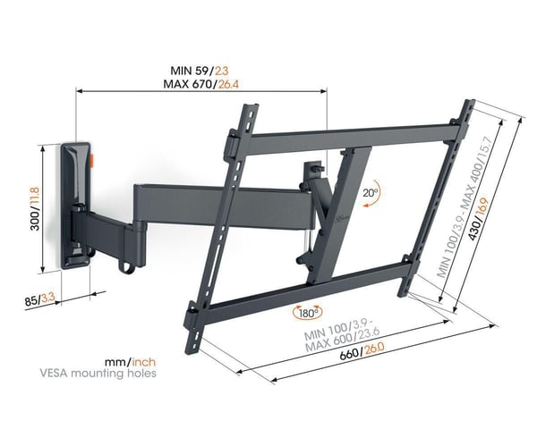 Vogel's TVM 3645 Full Motion+ TV-väggfäste, svart
