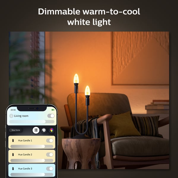 Philips Hue - filamentintelligent lampe, White Ambiance Filament, E14, 2-pack