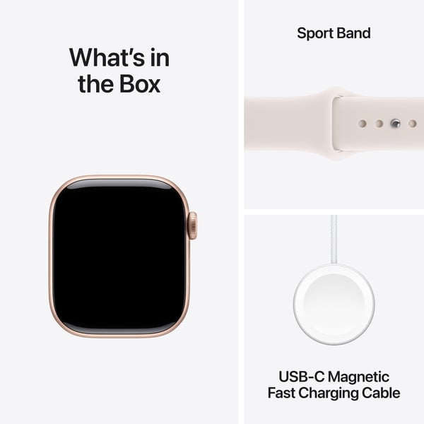 Apple Watch Series 11 (GPS + Cellular) 42 mm roséguld aluminiumkapsel och röd sportarmband, S/M