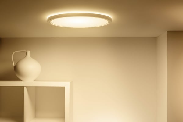 WiZ SuperSlim loftlampe, rund, hvid, WiFi, 32 W, RGB, 2200-6500 K, 3750 lm