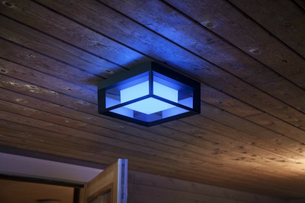 Philips Hue Econic Outdoor-smartvägg-/taklampa, svart, platt, fyrkantig, 26 cm, 1150 lm