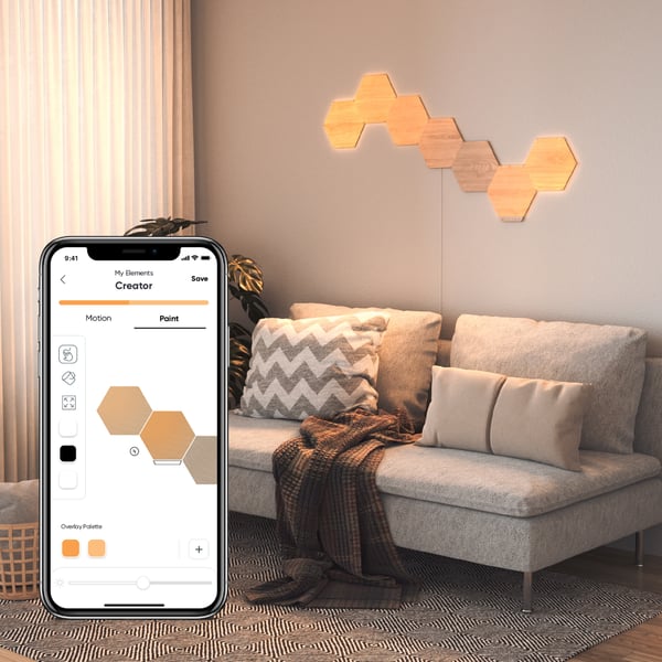 Nanoleaf Elements Träliknande Hexagoner Startpaket -startpaket, 7-panelspaket