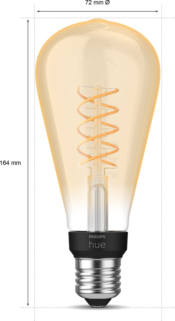 Philips Hue White Filament ST72 Edison -lampa, E27